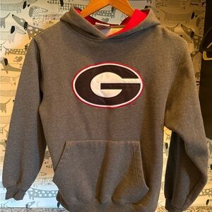 Gray Hoodie with Red and Black Logo